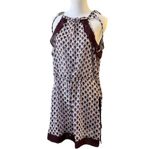 EVA MENDES SHEER TUNIC LENGTH BURGUNDY AND WHITE TOP SIZE MEDIUM NEW WITH TAGS